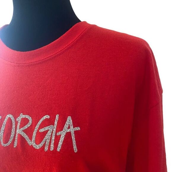 Handcrafted Georgia Vs. All Y’all Glitter Vinyl Short Sleeve T-Shirt Size Large - Picture 5 of 11